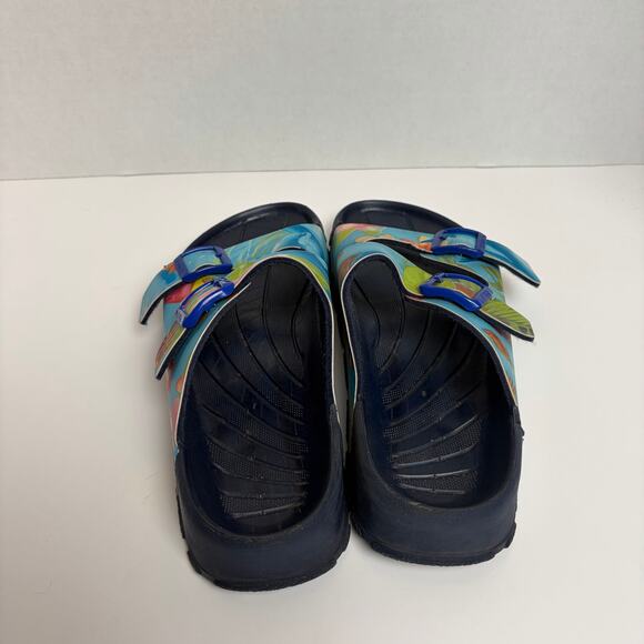 Birkenstock BIRKIS Lagoon Tropical Fish Dolphin Floral Rubber Slides Size 41 - Picture 2 of 9